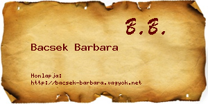 Bacsek Barbara névjegykártya